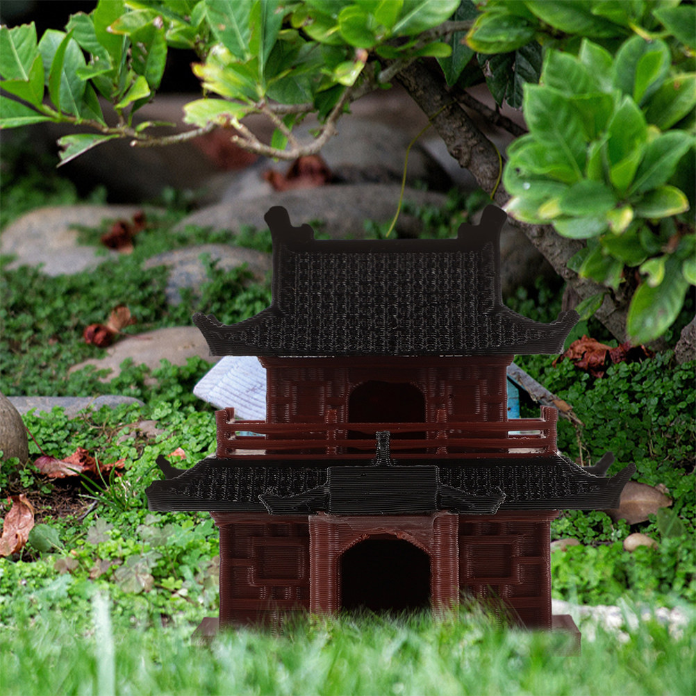 Bonsai Garden Display - Miniatuur Pagodebeeldje Handgemaakt Chinees Paviljoenornament voor