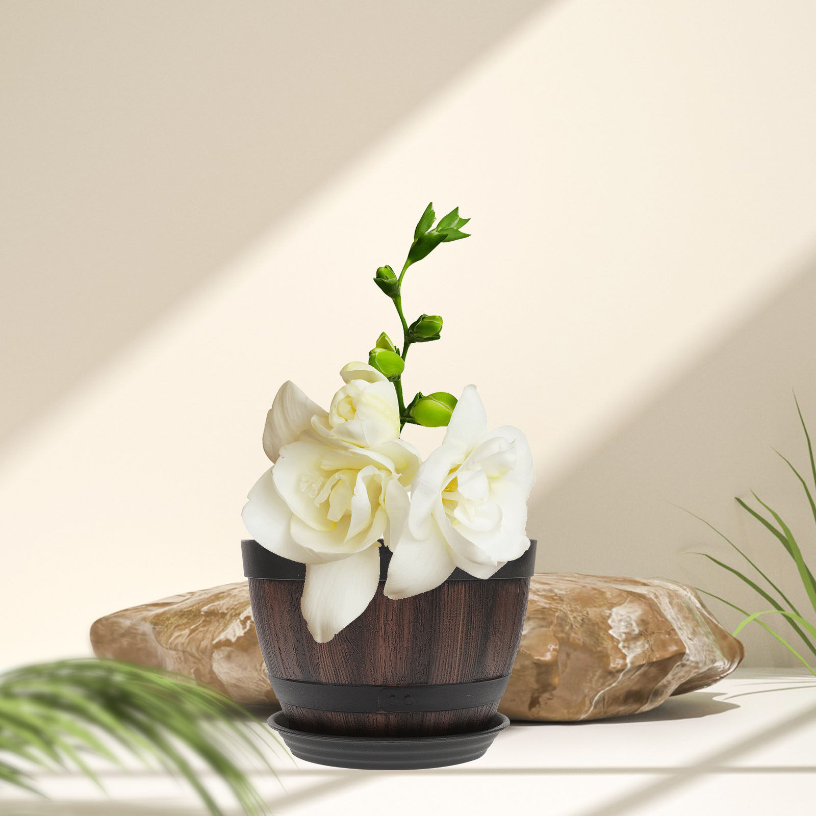 Bonsai Garden Indoor - 2 sets kunstmatige houten plantenbakken, imitatie